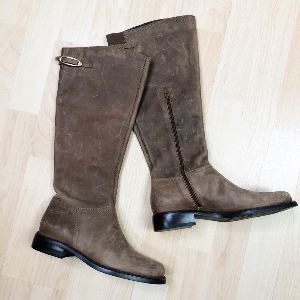 FRANCO SARTO Brown Nubuck Leather Riding B…